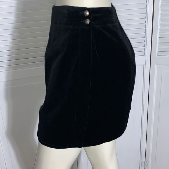 Ruff Hewn Black Velvet Mini A Line Wrap Skirt Size 12 - Picture 1 of 13